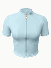 Women’s Yoga & Cycling Top – Zipper Sports T-Shirt