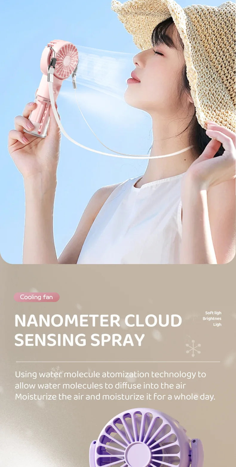 Mini USB Misting Fan – Portable Handheld Rechargeable Cooler