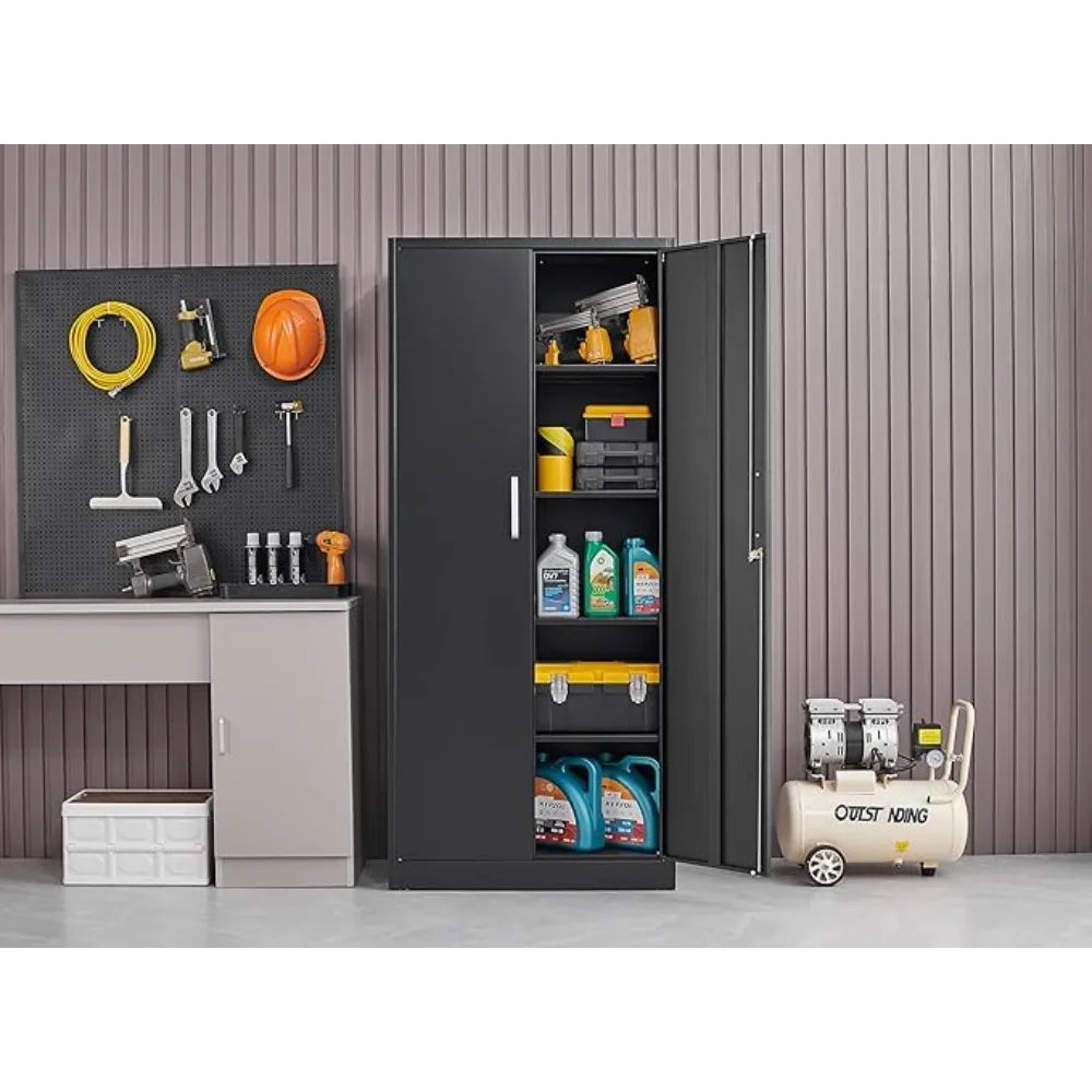 Metal Storage Cabinet with Doors & 5 Adjustable Shelves