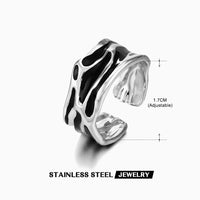 Stainless Steel White Black Enamel Rings for Women Gold Color Heart Star Geometric Open Rings Fashion Jewelry Gift Wholesale