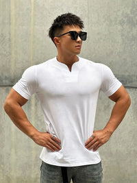 Men’s Slim Fit V-Neck T-Shirt – Summer Cotton Gym Tee