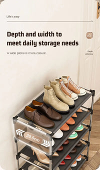 Metal Shoe Rack – Space Saving Black Shoe Storage Organizer