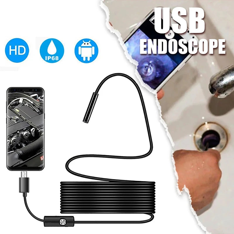 Waterproof Mini Endoscope Camera – 2M Flexible Industrial Scope
