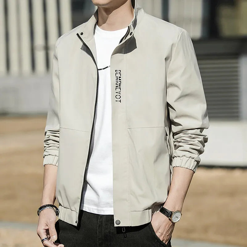 Men’s Autumn Stand Collar Jacket – Korean Style