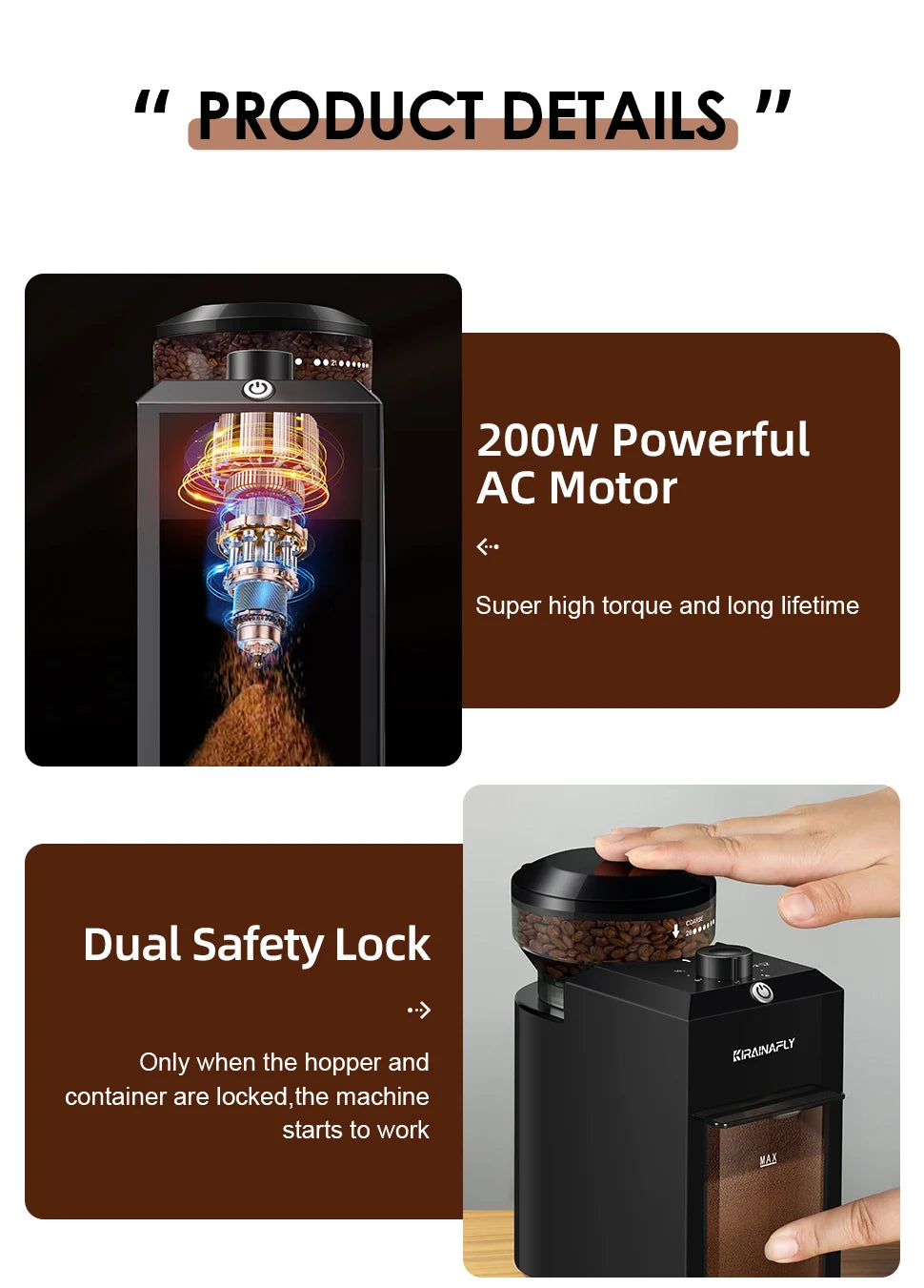 Electric Burr Coffee Grinder – 28 Settings, 2–12 Cups