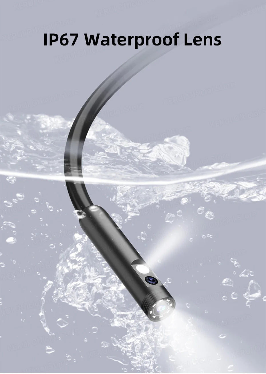 Dual Lens Industrial Endoscope Camera with Screen IP67