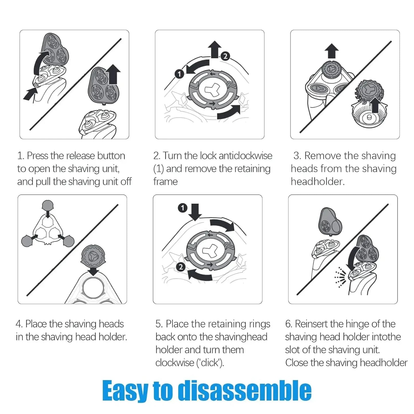 SH50 Replacement Heads for Philips Series 5000 Shavers, AquaTouch, PowerTouch,  S5210 S5370 PT730 AT810 Electric Razors