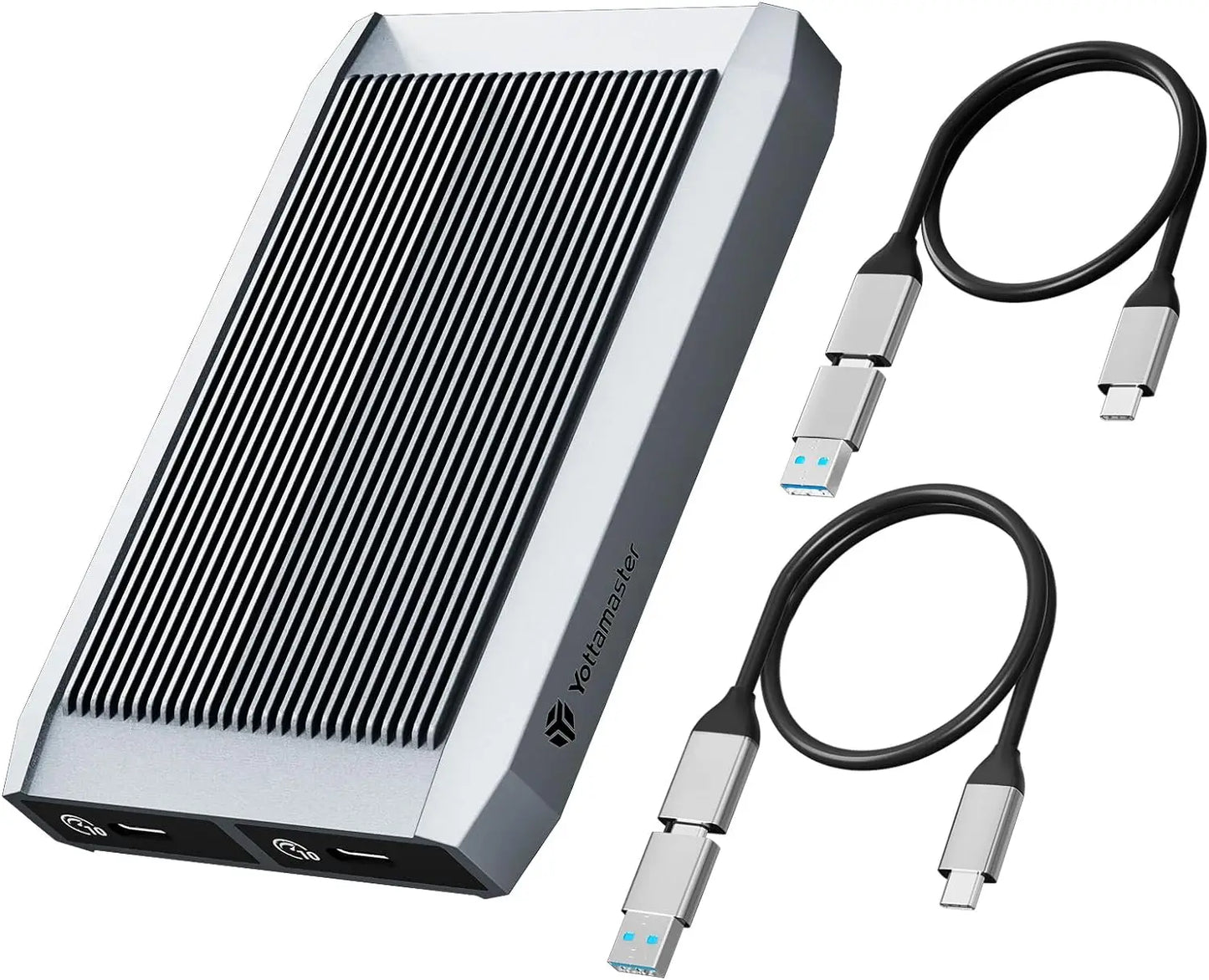 Yottamaster 10Gbps Tool Free Dual Bay M.2 NVMe 2bay SSD Enclosure USB3.2 Type C NVMe PCIE & 6Gbps SATA External Hard Drive Case