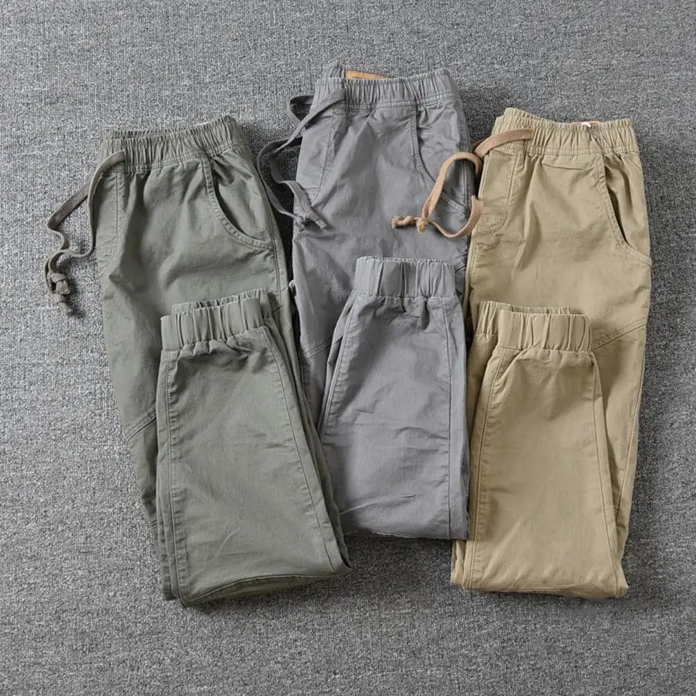Men’s High Waist Cargo Pants – Casual Vintage Cropped