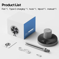 Rechargeable Camping Fan with LED Light – Portable 10000mAh