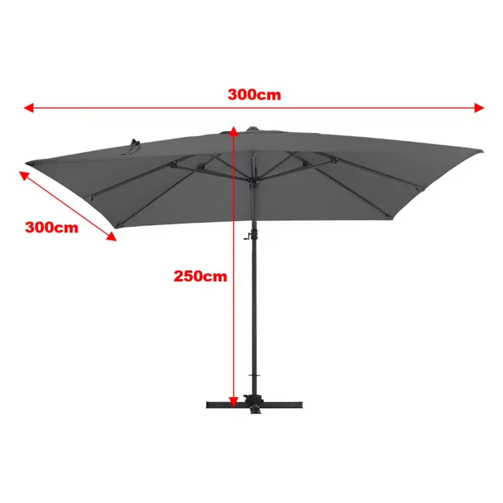 Breeins 3M Tilting Aluminium Cantilever Parasol – Dark Grey