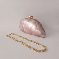 Marble Acrylic Evening Clutch Bag with Diamond Chain