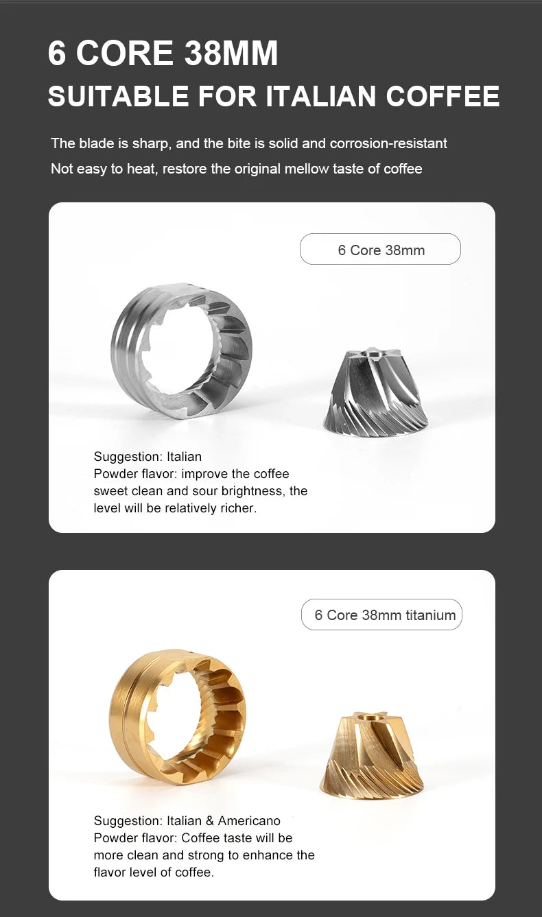 Replaceable Seven-core 48mm Burr 6-core 38mm Burr Espresso Electric Coffee Grinder Household Coffee Bean Grinder