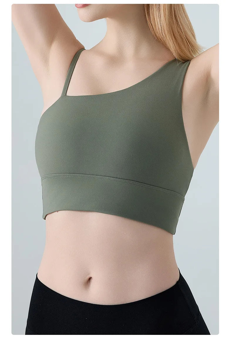 Sports Bra for Women, Shock-absorbing and Anti Sagging Bra, Worn Externally with Chest Cushion, Sloping Shoulder, Fitness Dance