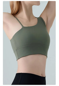 Sports Bra for Women, Shock-absorbing and Anti Sagging Bra, Worn Externally with Chest Cushion, Sloping Shoulder, Fitness Dance