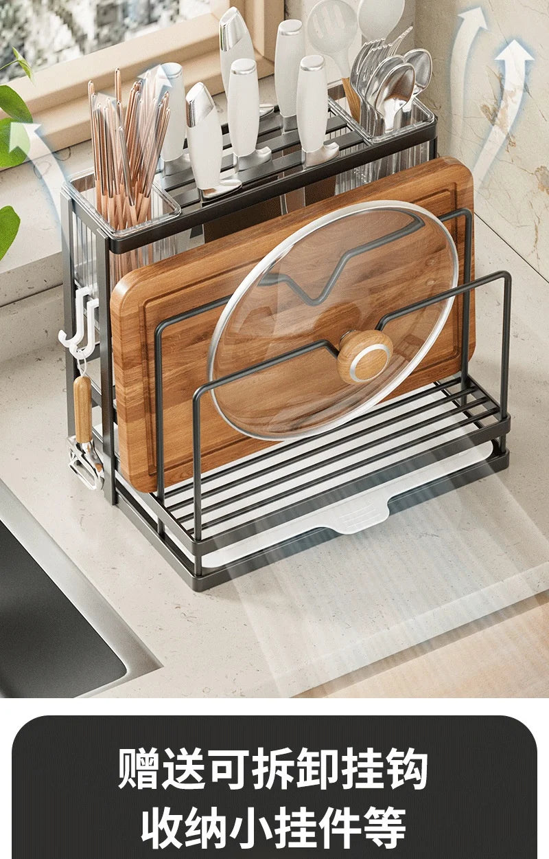 Wall-Mounted Stainless Steel Kitchen Storage Rack