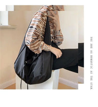 Women Bag New Nylon Bucket Fashion Solid Zipper SOFT Shoulder Bag Purses and Handbags Luxury Designer Black Tote Bag сумка