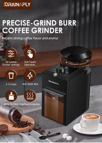 Electric Burr Coffee Grinder – 28 Settings, 2–12 Cups