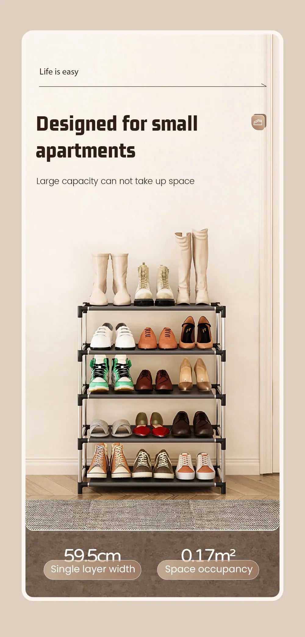 Metal Shoe Rack – Space Saving Black Shoe Storage Organizer