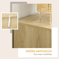 Nightstand with 4 Rattan Grid Drawers