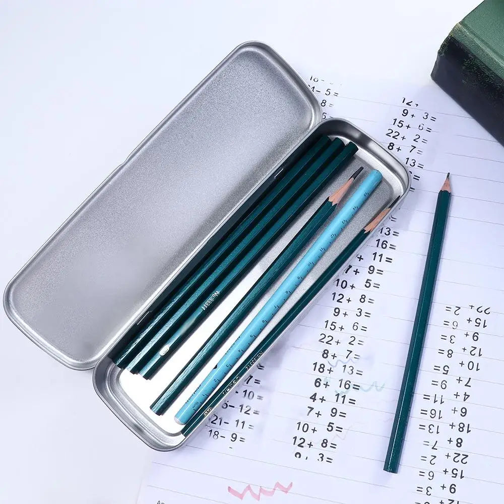 School Supplies For Kids Pen Box Silver Student Metal Pencil Storage Box Pencil Case Pencil Box Stationery Box