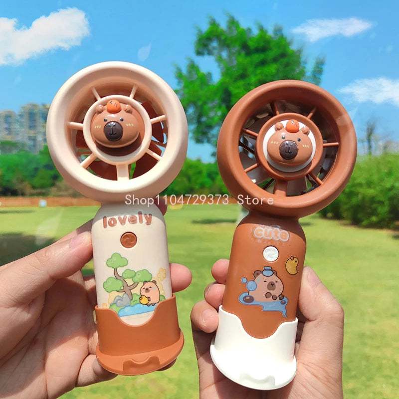 Portable Mini Pocket Cooling Fan Fashion Handheld Cartoon Cute Capybara MINI Fan Outdoor USB Charging Small Fan Gifts