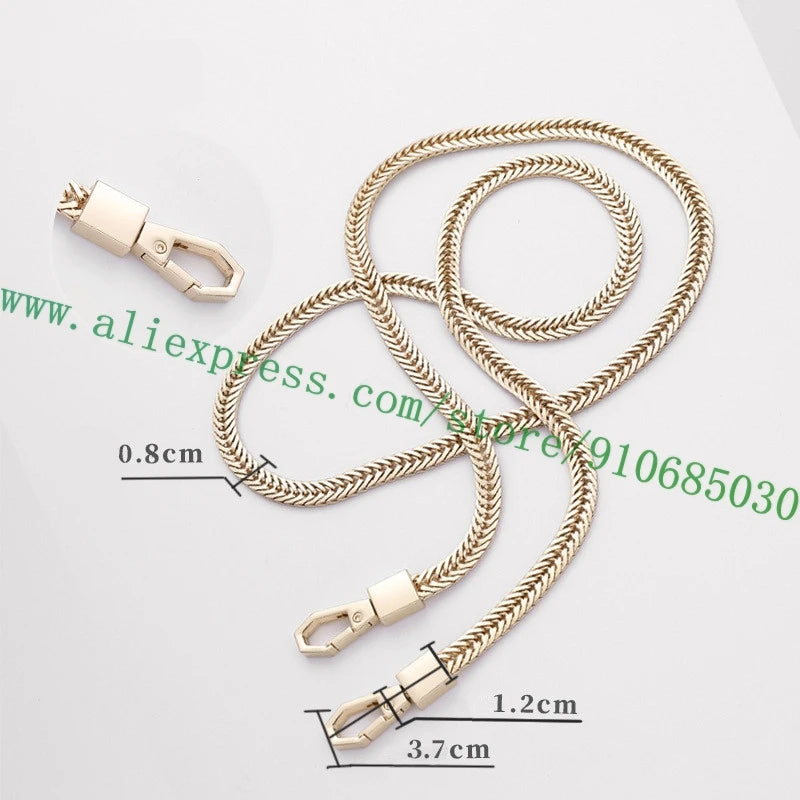 Polished Shine Stainless Metal Chain Shoulder Strap For Designer Lady Handbag Women Bag Purse Pochette Golden Silvery