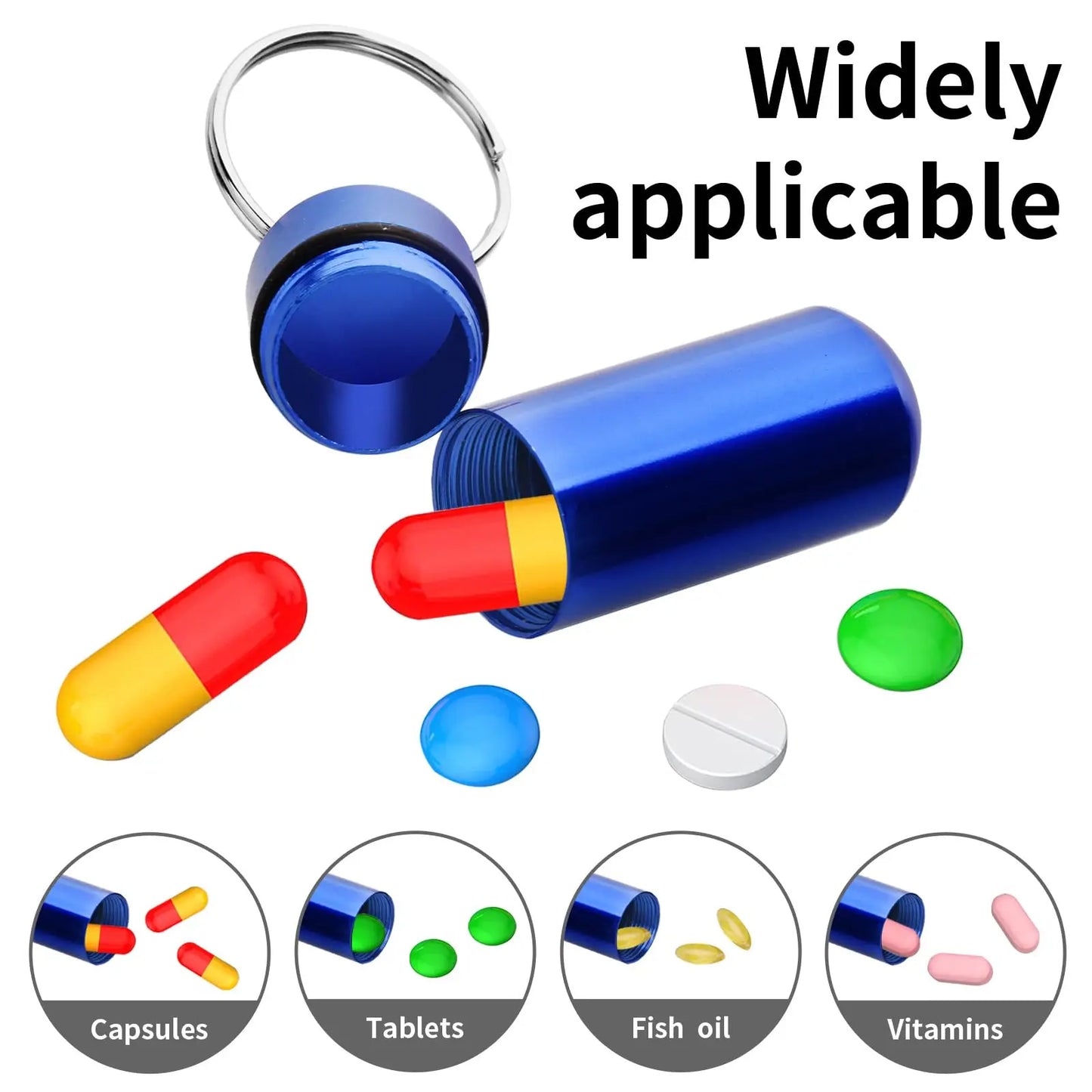Waterproof Aluminum Pill Holder – Keychain Storage Container