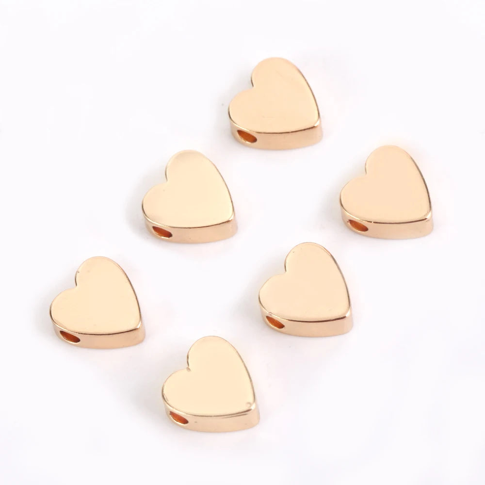 30pcs Gold & Silver Heart Spacer Beads