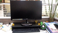 Double-Layer Wooden Computer Monitor Stand with Storage
