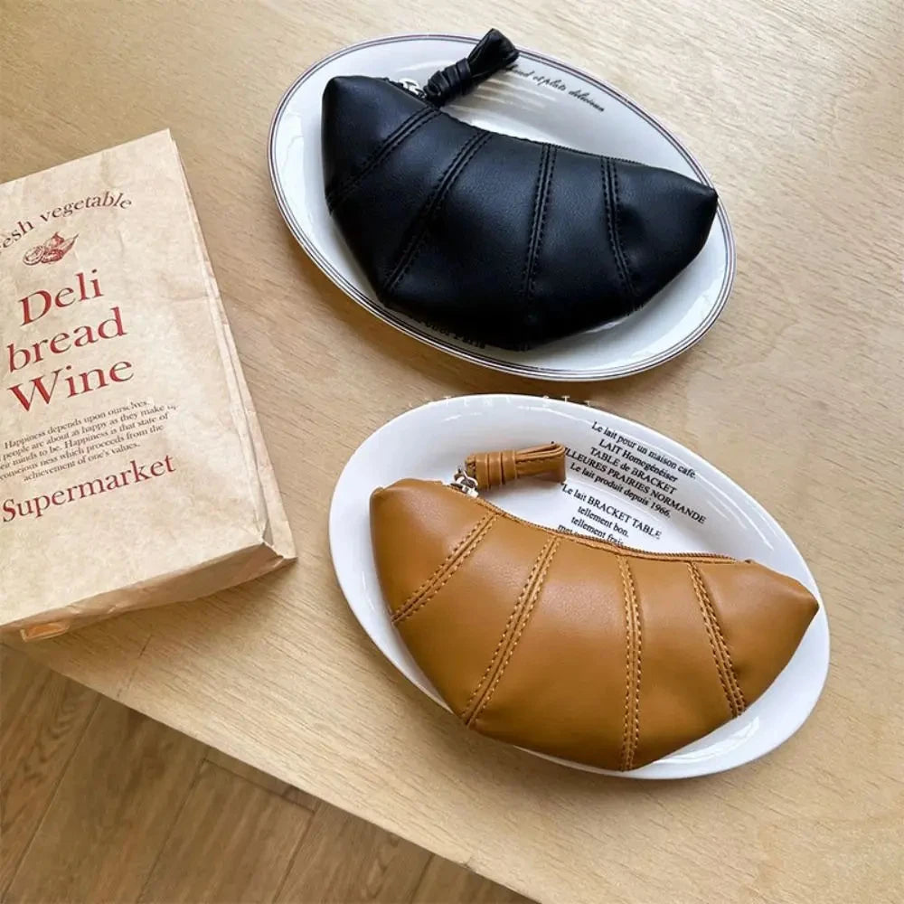 French Croissant Zipper Wallet & Makeup Handbag