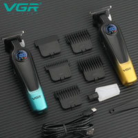 VGR V-996 Trimmer for Men DLC T-Blade LED Display Cordless USB Oil Head Professional Hair Clipper Finishing Machine Haircut