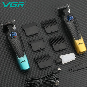 VGR V-996 Trimmer for Men DLC T-Blade LED Display Cordless USB Oil Head Professional Hair Clipper Finishing Machine Haircut