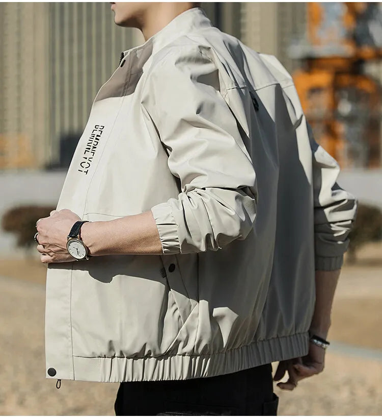 Men’s Autumn Stand Collar Jacket – Korean Style