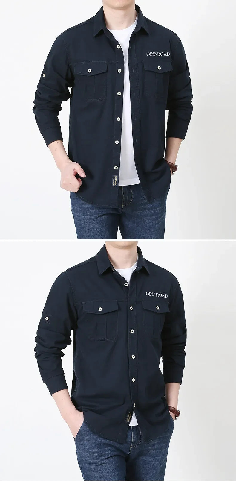 Men’s Outdoor Cotton Work Shirt – Multi-Pocket Safari Style