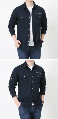 Men’s Outdoor Cotton Work Shirt – Multi-Pocket Safari Style