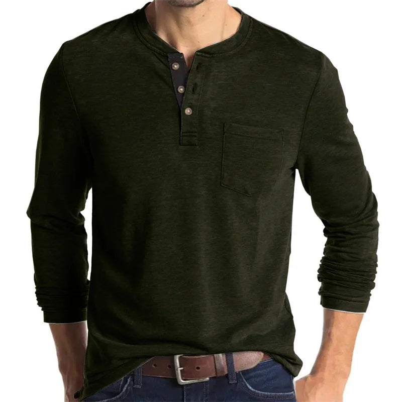 Men’s Casual Long Sleeve Elastic T-Shirt