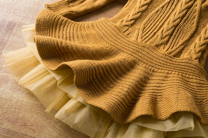 Girls Winter Knitted Christmas Long Sleeve Dress