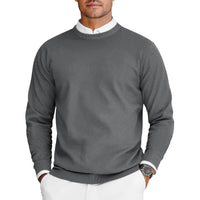 Men’s Crew Neck Knit Sweater – Solid Color Pullover