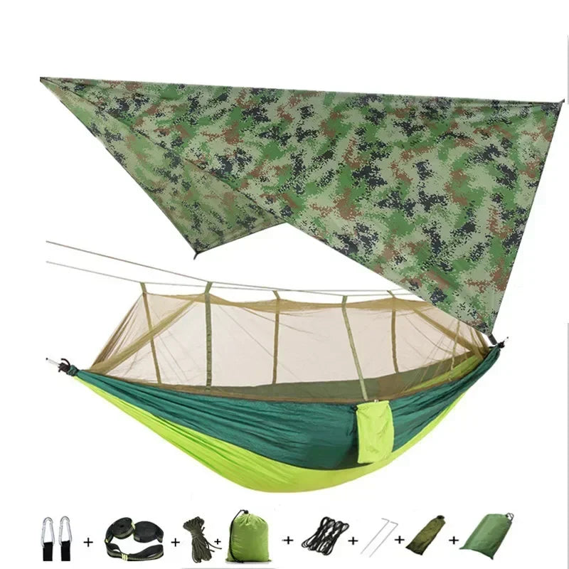 Swallowtail Camping Hammock with Mosquito Net & Rainfly