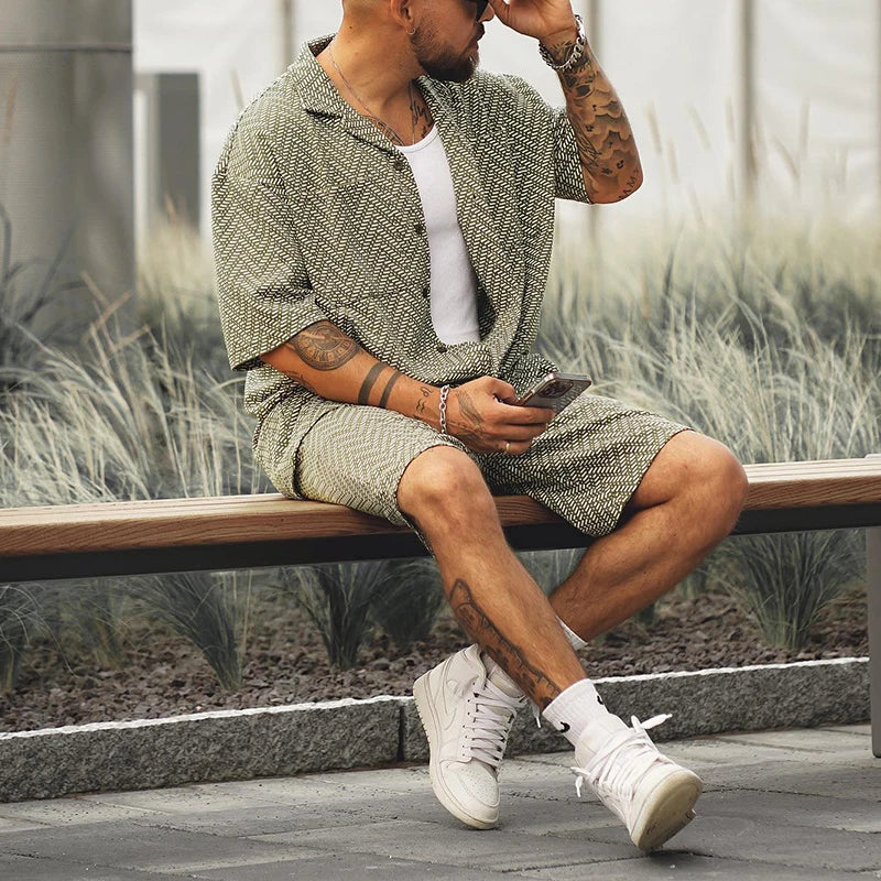 Men’s 2-Piece Shirt & Shorts Set Casual Summer Style