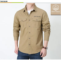 Men’s Outdoor Cotton Work Shirt – Multi-Pocket Safari Style
