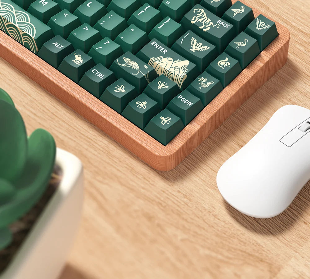 Animal Forest Green Cherry Profile Keycap Set ISO Layout