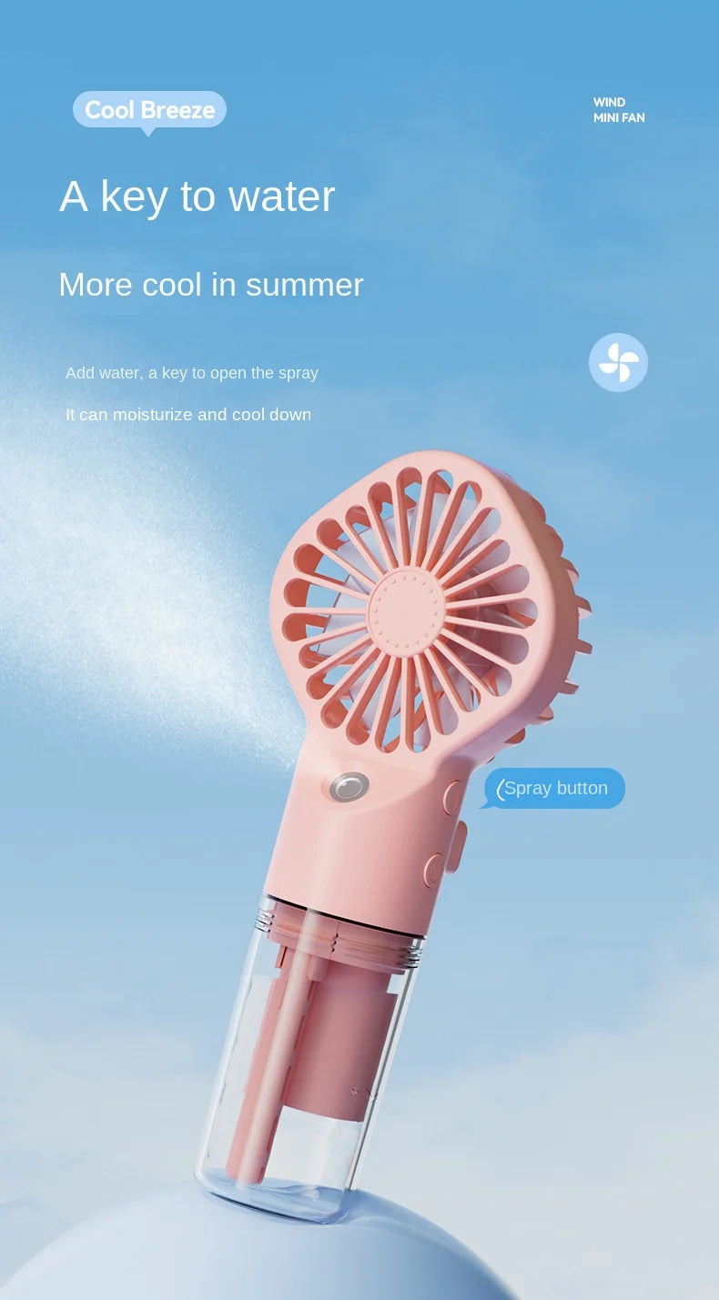 Mini USB Misting Fan – Portable Handheld Rechargeable Cooler