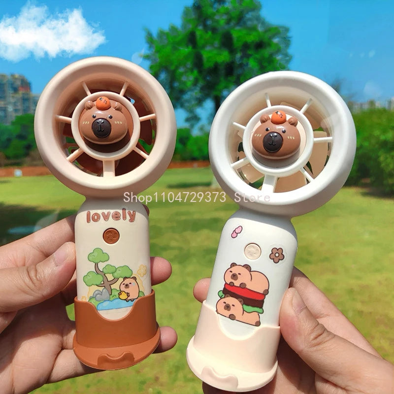 Portable Mini Pocket Cooling Fan Fashion Handheld Cartoon Cute Capybara MINI Fan Outdoor USB Charging Small Fan Gifts