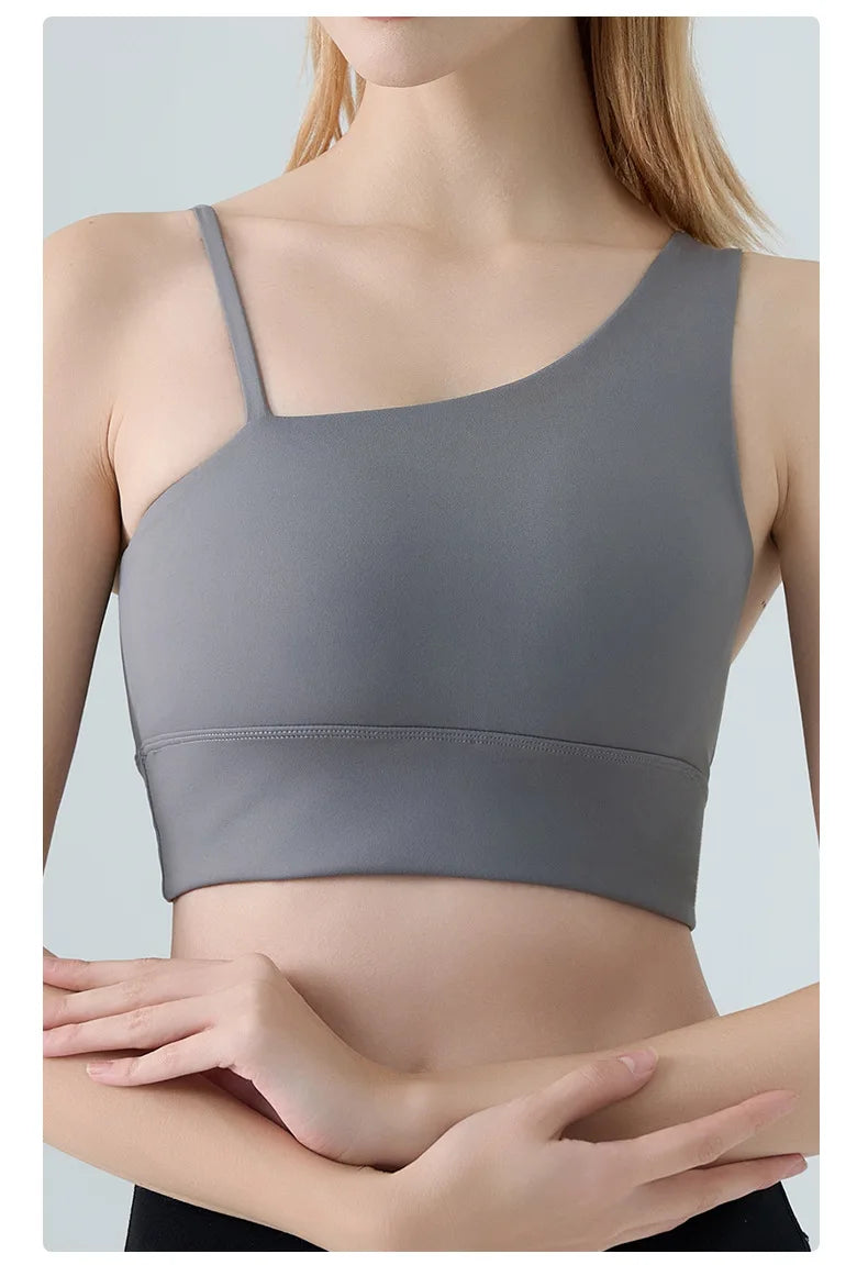 Sports Bra for Women, Shock-absorbing and Anti Sagging Bra, Worn Externally with Chest Cushion, Sloping Shoulder, Fitness Dance