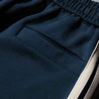 Men’s Slim-Fit Blue Casual Pants with Contrast Ribbon