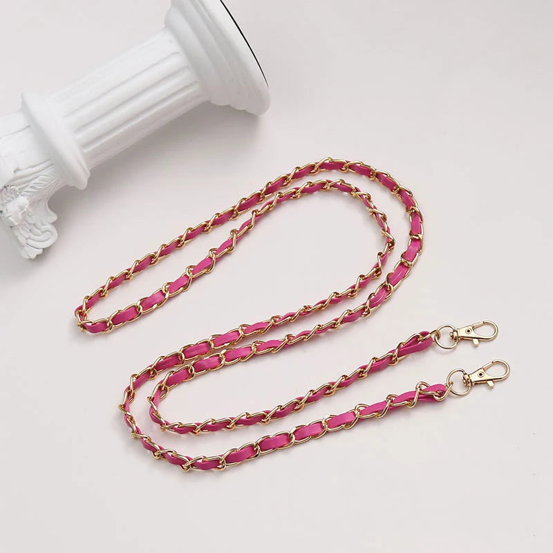 PU Leather Metal Chain Accessories Crossbody Shoulder Portable Wrist Bag Chain Strap Replacement Luggage Accessories Versatile