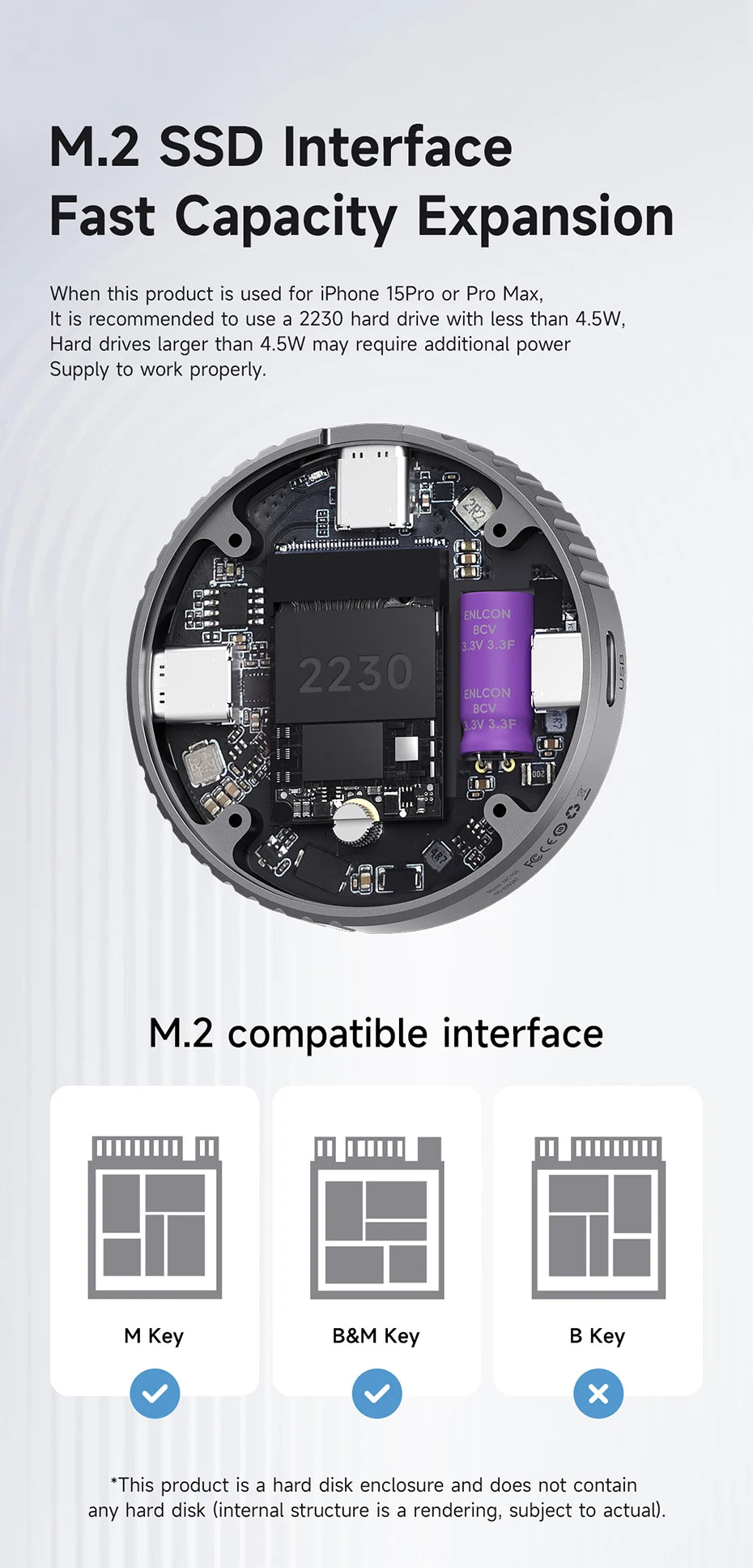 Hagibis Magnetic M.2 2230 NVMe SSD Enclosure USB-C 3.2