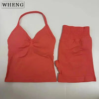 Summer fitness shape  beautiful shoulder straps  chest pillow  bra and yoga shorts  a must for fitness.